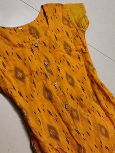 Yellow Ikat Print Kurta