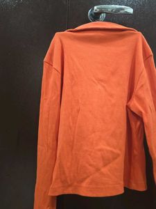 Orange Long Sleeve Cropped Top