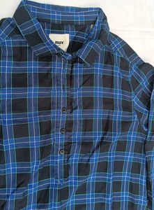 Blue Plaid Long Sleeve Shirt Dress