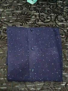 Zara Man Navy Polka Dot Slim Fit Shirt
