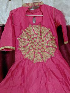 Pink Embroidered Ethnic Gown
