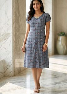 Elegant Grey Checkered Kurta