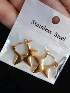 Golden Star Hoop Earrings