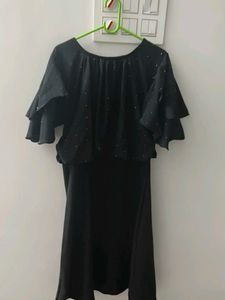 Chic Black Dress with Ruffle Sleeves
