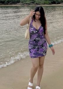 Purple Paisley Print Mini beach Dress