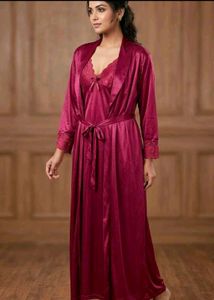 Lace Trim Velvet Nightgown