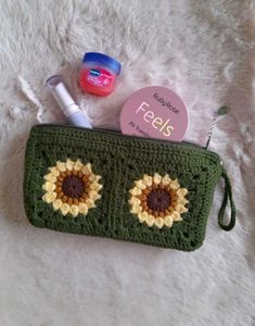Handmade Sunflower Crochet Pouch