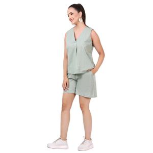 Sleeveless V-Neck Top & Shorts Set