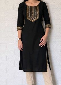 Elegant Black Kurta with Gold Embellishments