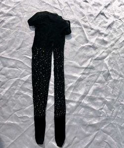 Rhinestone Black fishnet Stocking