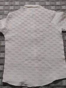 White Textured Button-Up casual Shirt