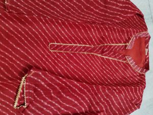 Vibrant Red Striped Kurta