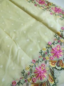 New without Tag- Organza Cutwork Embroidered Saree