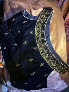 Elegant  Navy blue and grey lehenga choli
