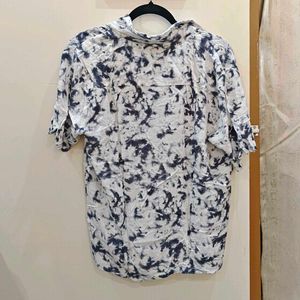 Zudio Tie-Dye Resort Shirt | White &amp; Navy
