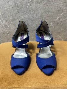Stunning Blue Strappy Heels with zip