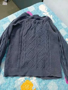 Gray Cable Knit Cardigan