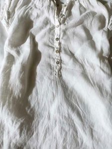 White Linen Button-Up Top