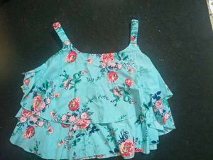 Floral Print Light Blue Top