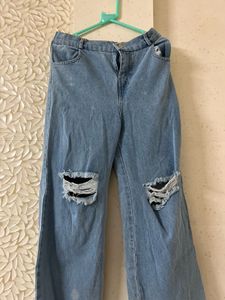 Ripped Wide Leg Jeans