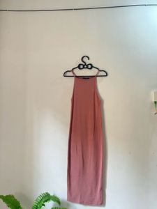 Dusty Rose Halter Neck Midi Dress