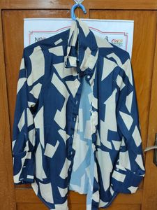 Abstract Print Button-Up Shirt