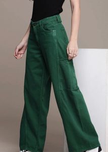 Green Wide-Leg Jeans