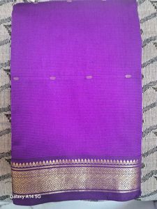Vibrant Purple Saree with Golden Border