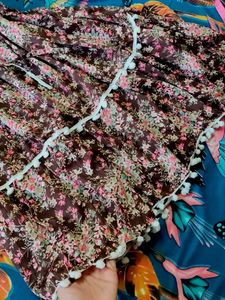 Floral Print Dress with Pom-Pom Detail