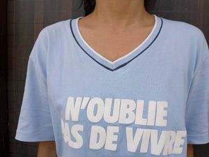 Light Blue Graphic V-Neck T-Shirt