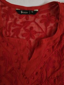 Beautiful Red Chikankari Kurta
