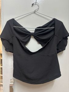 Black Bow Back Crop Top