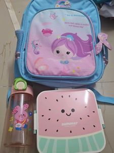 Combo Backpack, tiffin & Bottle Set