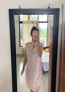Light Pink Floral Embroidered Ethnic Gown