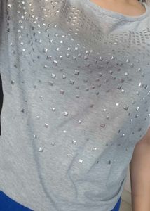 Women Grey Embellished Top