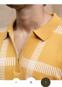 Men's Yellow Checked Polo Shirt