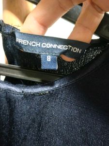 Buy one Get 1(same price) Navy Blue Lace Trim Top