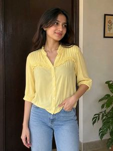 Yellow Button-Down Tunic Top