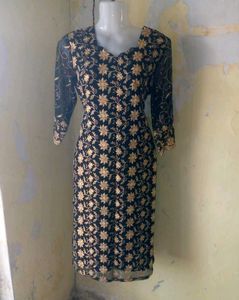 Elegant Black & Gold Embroidered Kurta