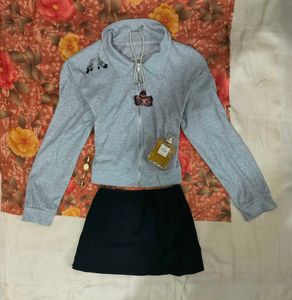 Preppy Grey two way zipper jacket