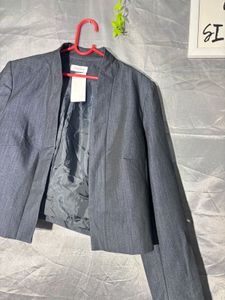 Calvin Klein Women's Dark Grey Cropped Blazer
