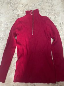 Burgundy Turtleneck Knit Top