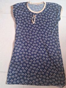 Cute Anchor Print Navy Blue Short nighty