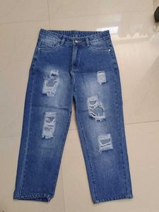 Blue Distressed Denim Jeans