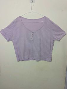 Cute Lavender Ribbed Crop Top