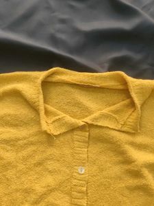 Yellow Knit Cardigan with Pockets