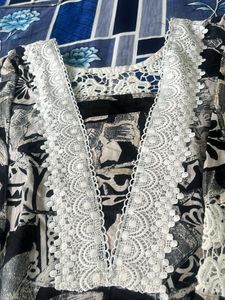 stylish trendyblack and white kurta