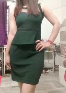 Chic Mesh Neckline Peplum Dress