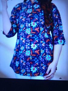 Blue Floral Print Kurti