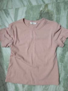 Basic Ribbed Pink T-Shirt